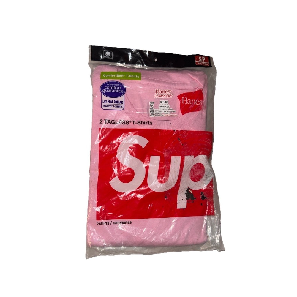 Supreme Pink Hanes Tagless Tees (2 Pack) Size Small FW21 New